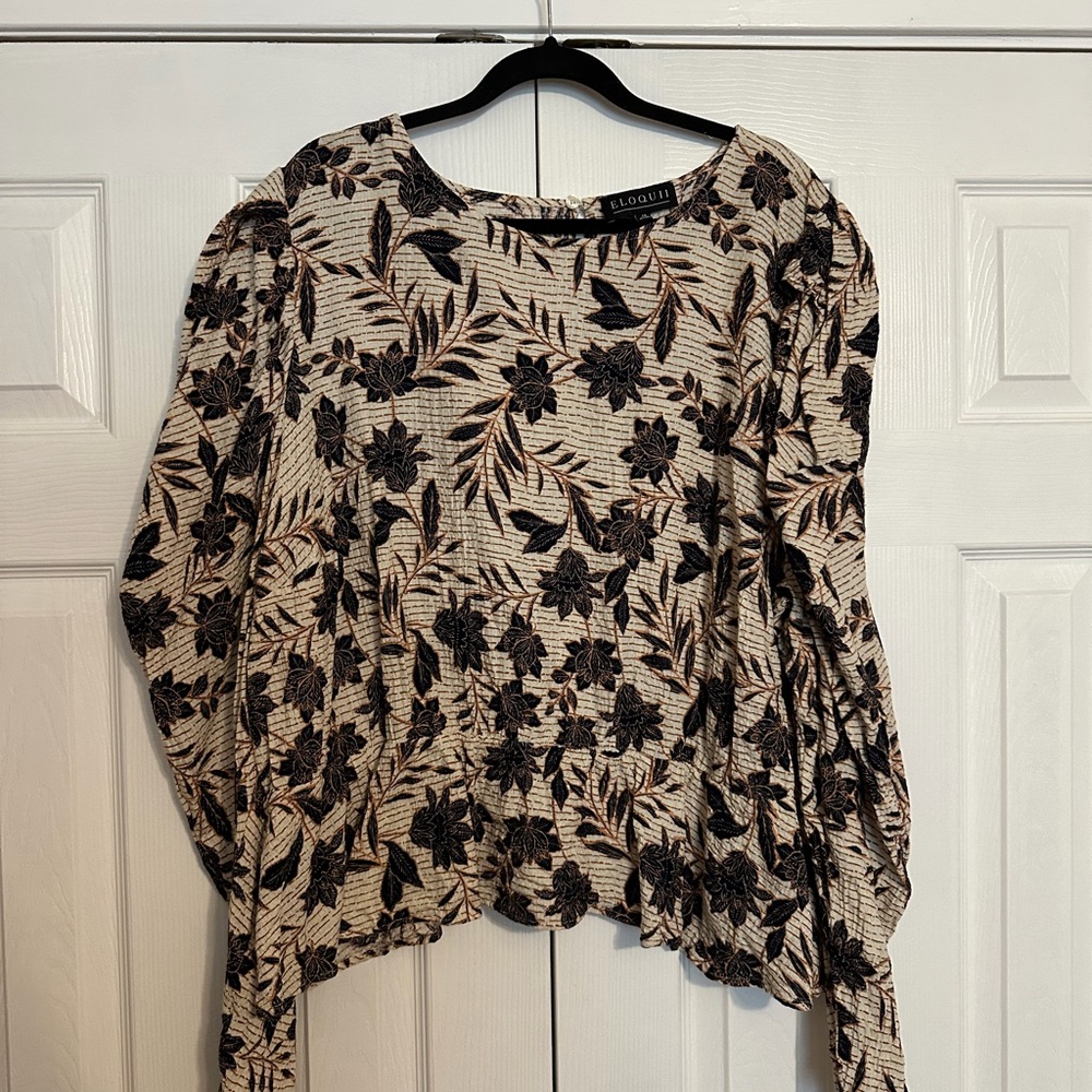 Eloquii Floral Puff Sleeve Top